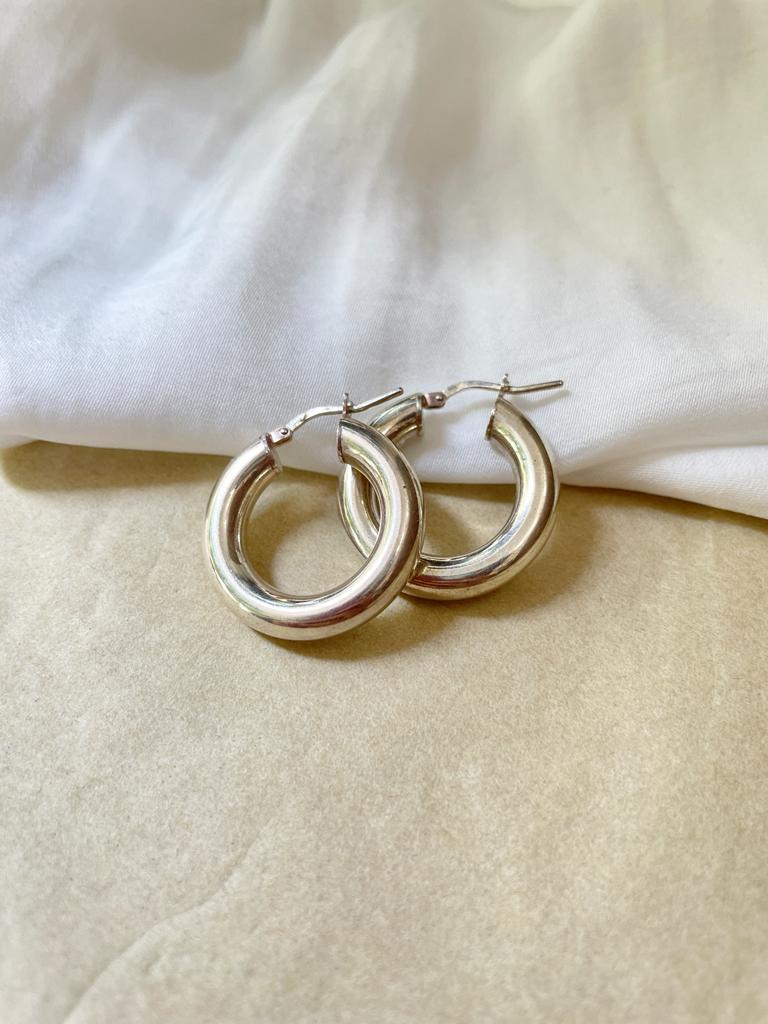 925 Silver Thick Hoops Earrings - Chilla Vegan Bags