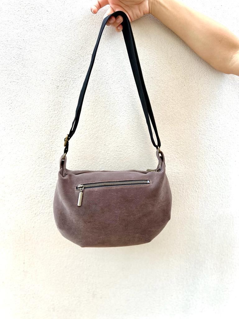 Brown Vegan Suede 'Vital' Shoulder Bag -