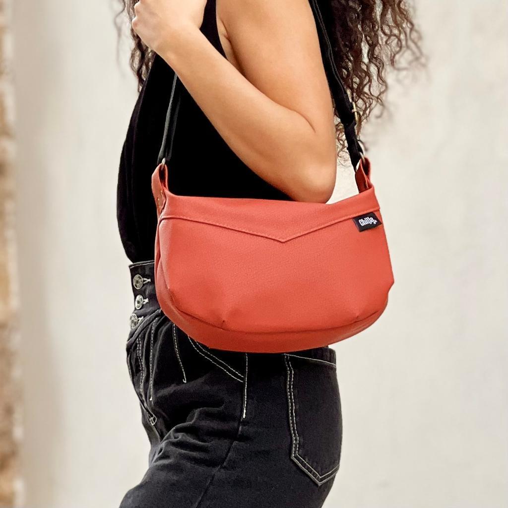 Red Vegan Leather 'Vital' Shoulder Bag