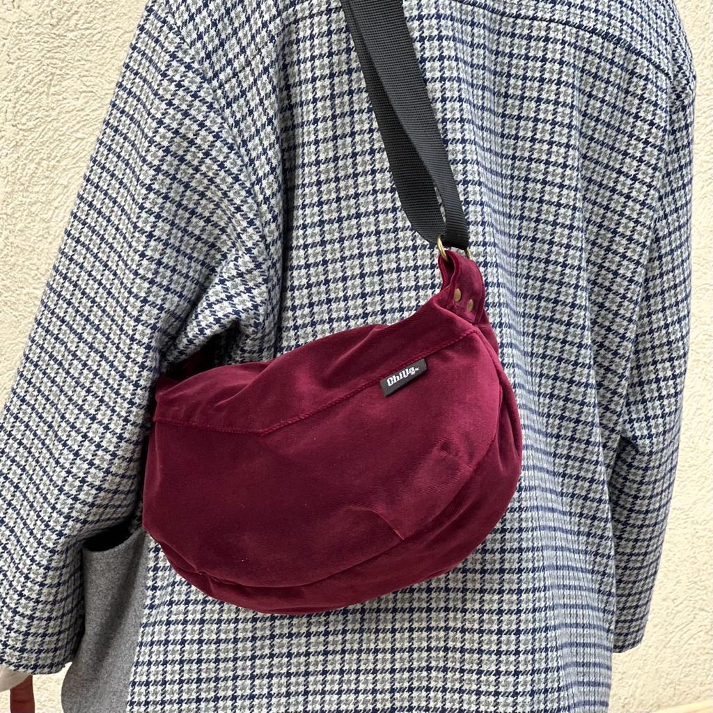 Burgundy Velvet 'Vital' Shoulder Bag
