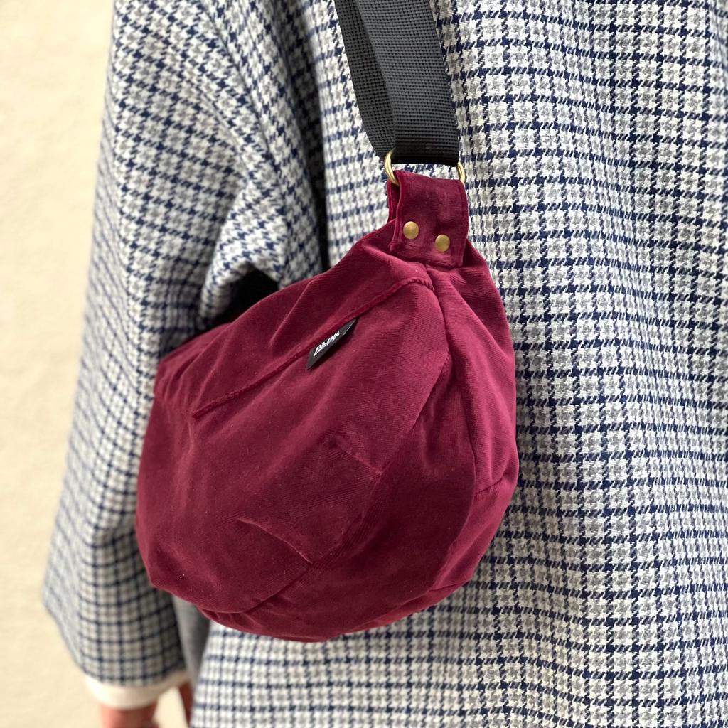 Burgundy Velvet 'Vital' Shoulder Bag -