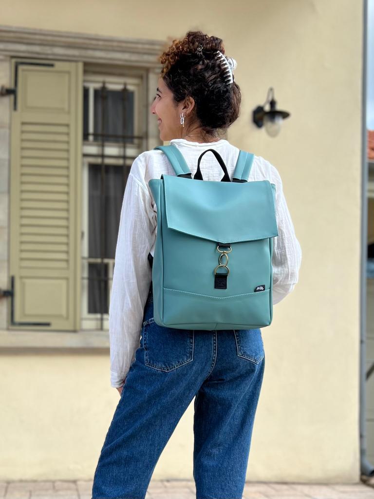 Turquoise Pastel Medium Students Backpack - Chilla Vegan Bags