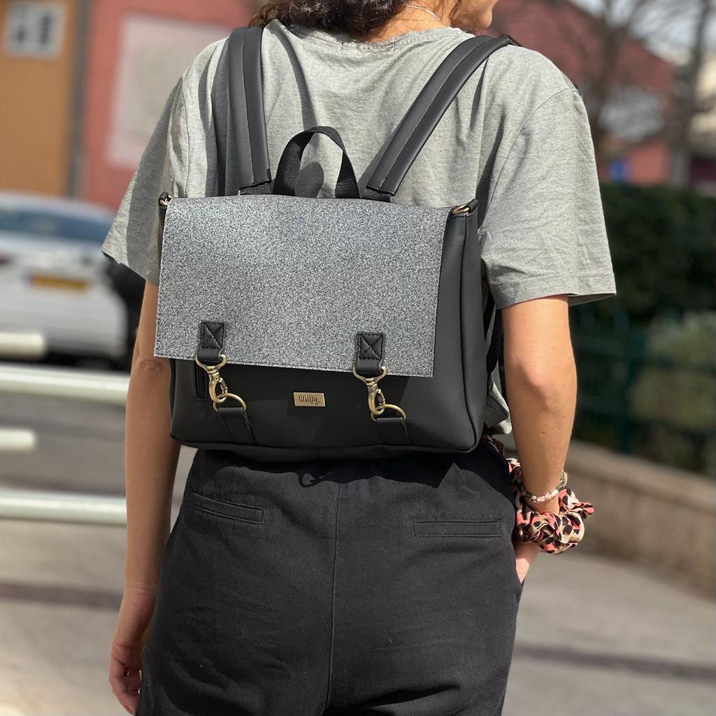 Black with Sequins 'Jaffa' Backpack/Side Bag