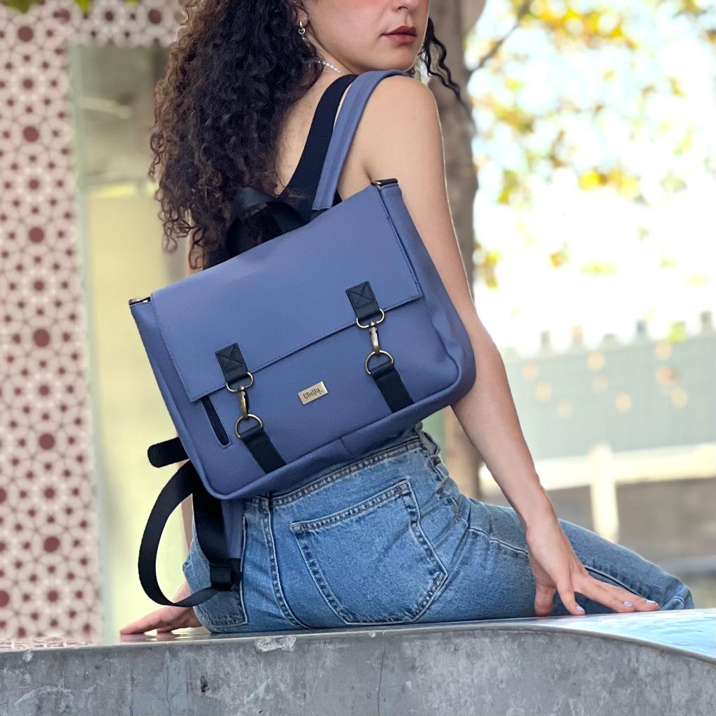 Blue Purple Vegan Leather 'Jaffa' Backpack/Side Bag -