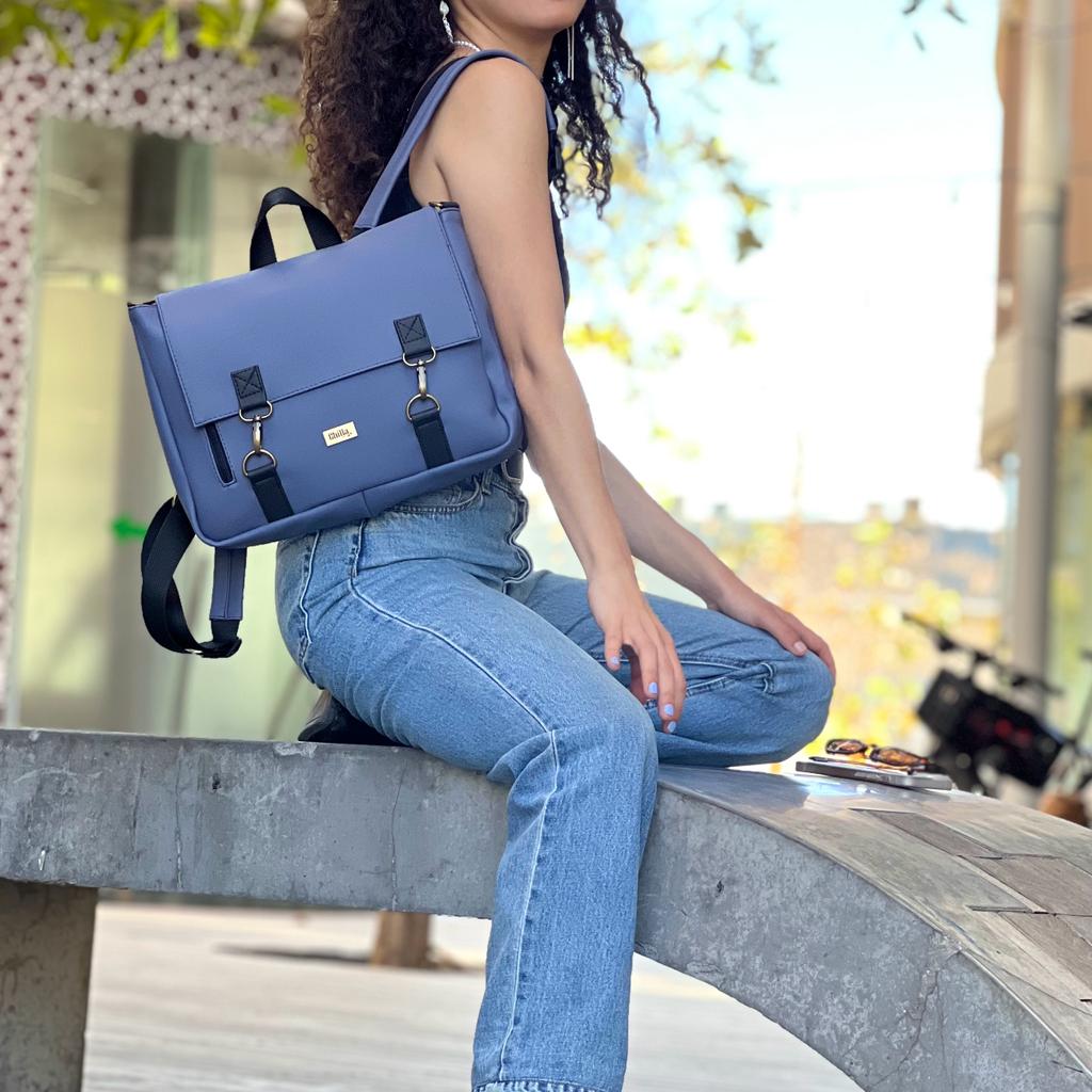 Blue Purple Vegan Leather 'Jaffa' Backpack/Side Bag