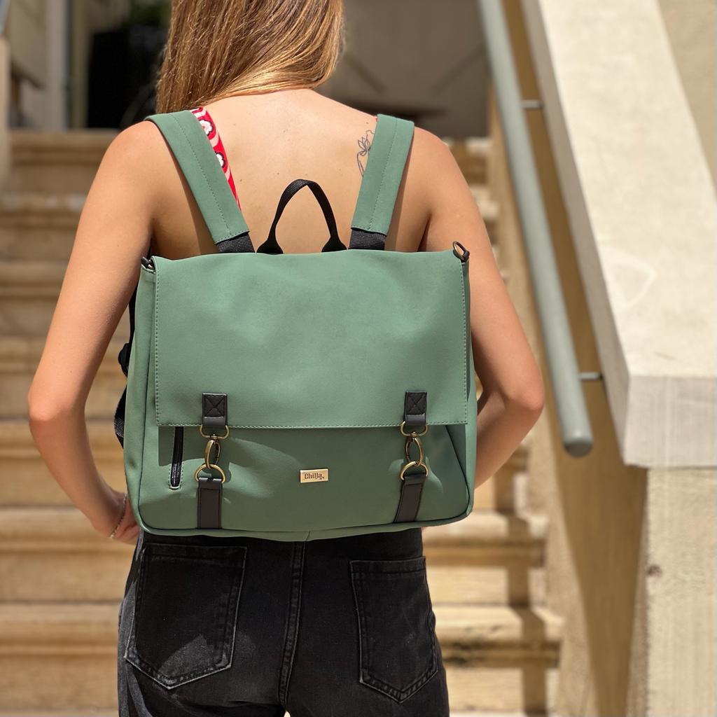 Antique Green Nubuck-like Large 'Jaffa' Backpack/Side Bag