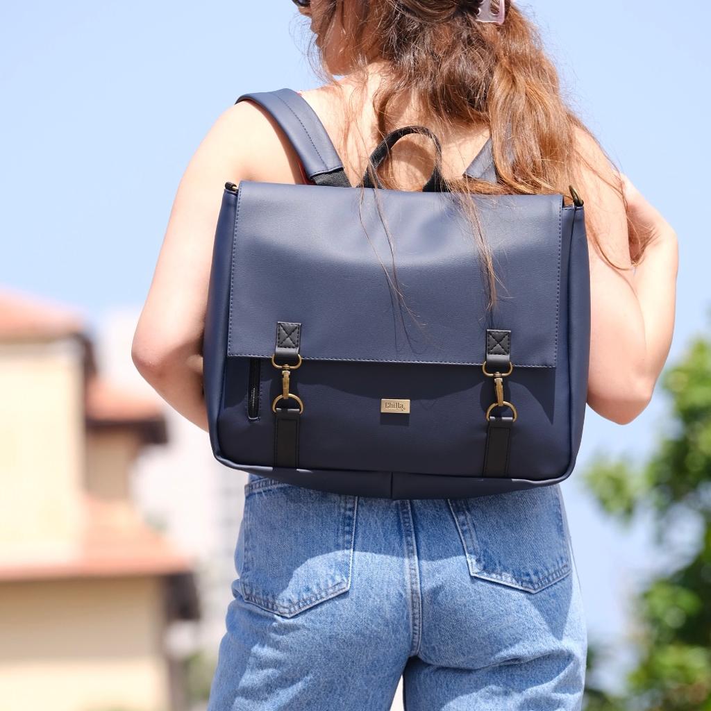 Dark Blue Large 'Jaffa' Backpack/Side Bag