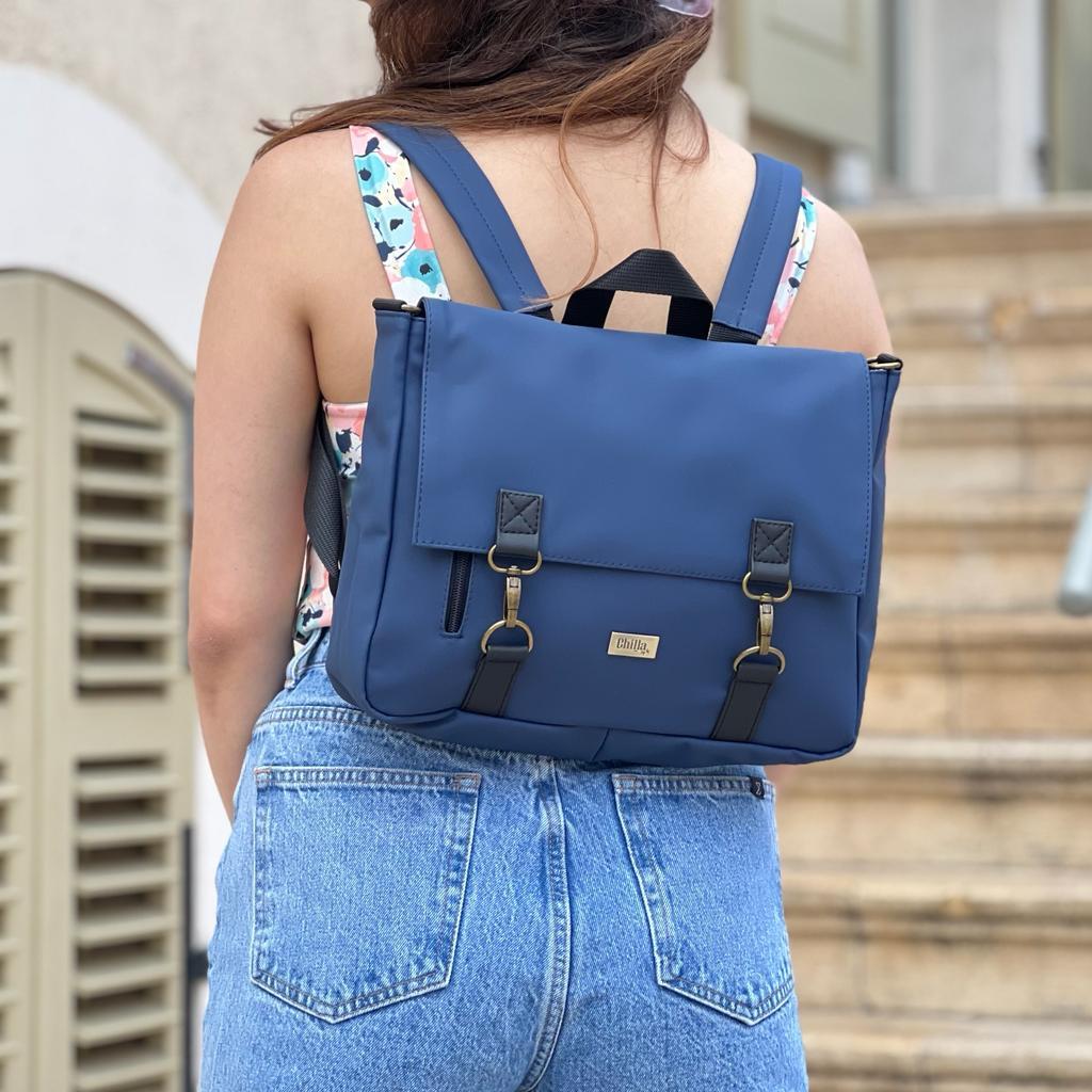Dark Blue Texture 'Jaffa' Backpack/Side Bag