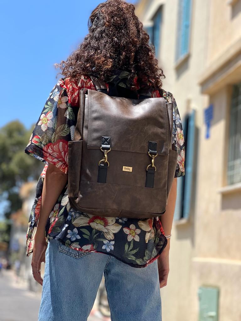 Brown Vegan Leather Unicorn Backpack