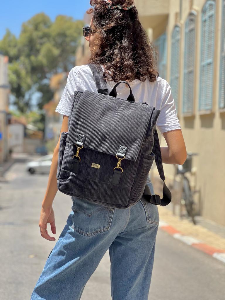 Black Corduroy Unicorn Backpack