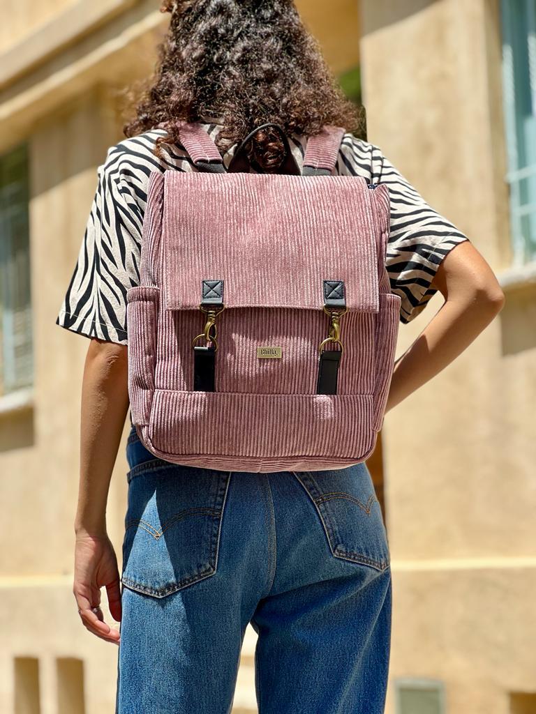 Antique Pink Corduroy Unicorn Backpack
