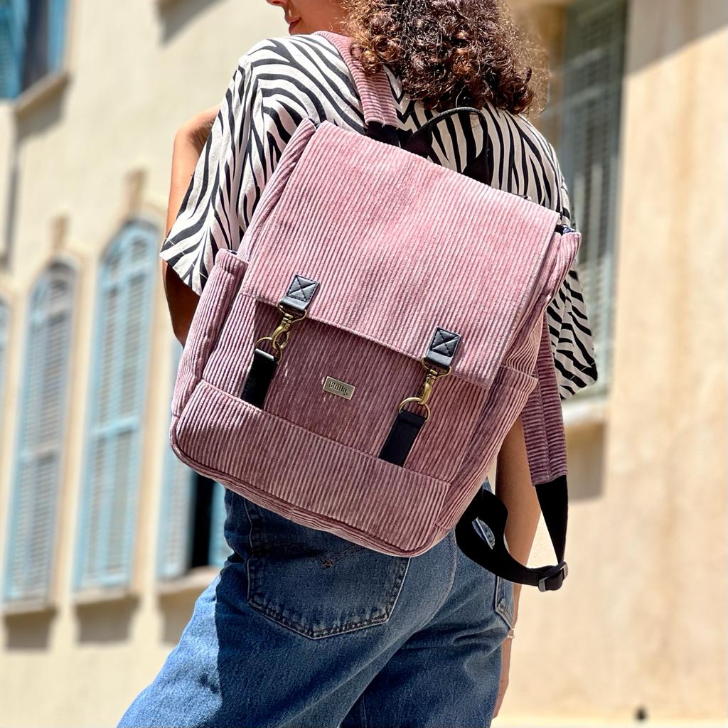 Antique Pink Corduroy Unicorn Backpack