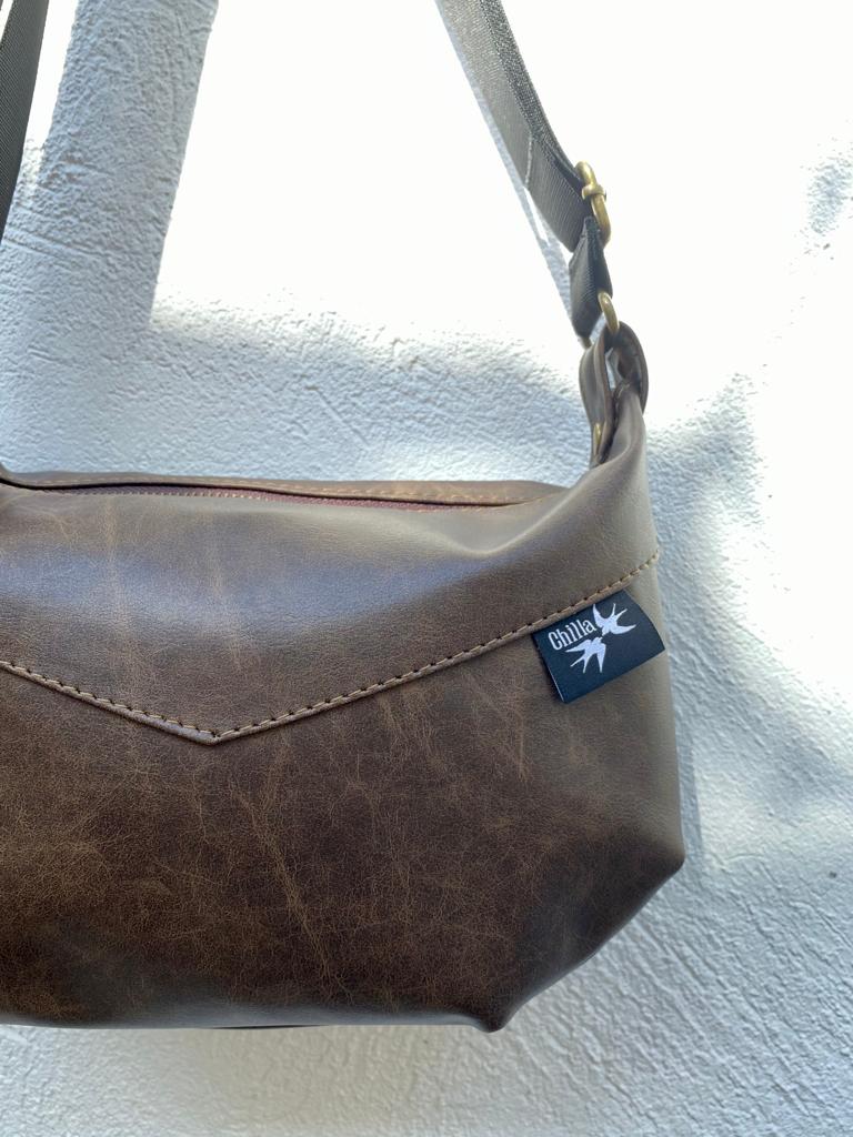 Stunning Brown Vegan Leather 'Vital' Shoulder Bag